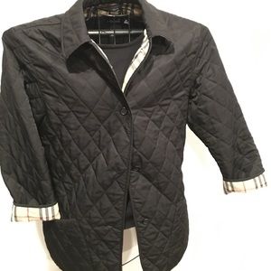 Burberry quilted button jacket Black M EUC